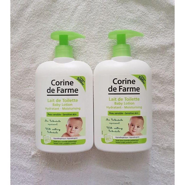 Sữa dưỡng thể cho bé CORINE DE FARME BABY LOTION dưỡng ẩm an toàn cho bé yêu - 500ml