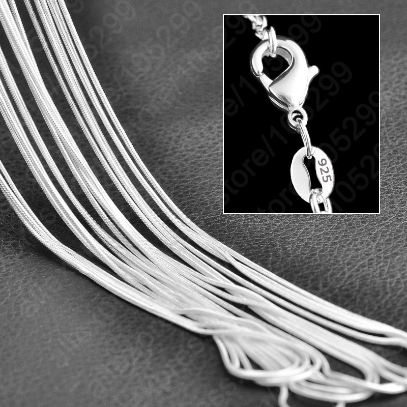 Dây Chuyền Dạng Xích 1MM Mặt Xương Rắn Mạ Bạc Thời Trang