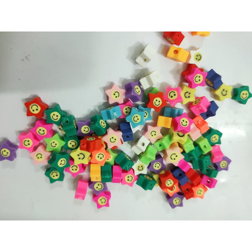 Gói 10 hạt cốm đất sét polymer nhiều kiểu nhiều màu làm vòng handmade