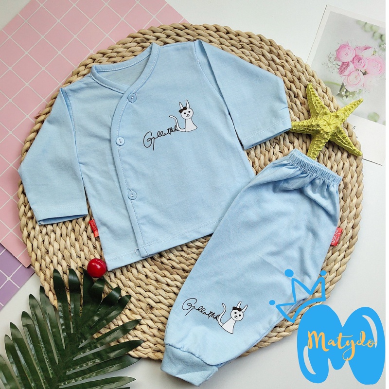 Quần áo sơ sinh bé trai bé gái mùa hè đông giá rẻ đồ sơ sinh cho bé cotton hình mèo SS15