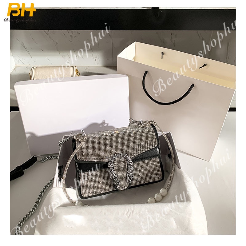 Túi Xách Đeo Vai / Kẹp Nách Hình Vuông Cỡ Nhỏ Đính Ngọc Trai Thời Trang Mới 2022 Cho