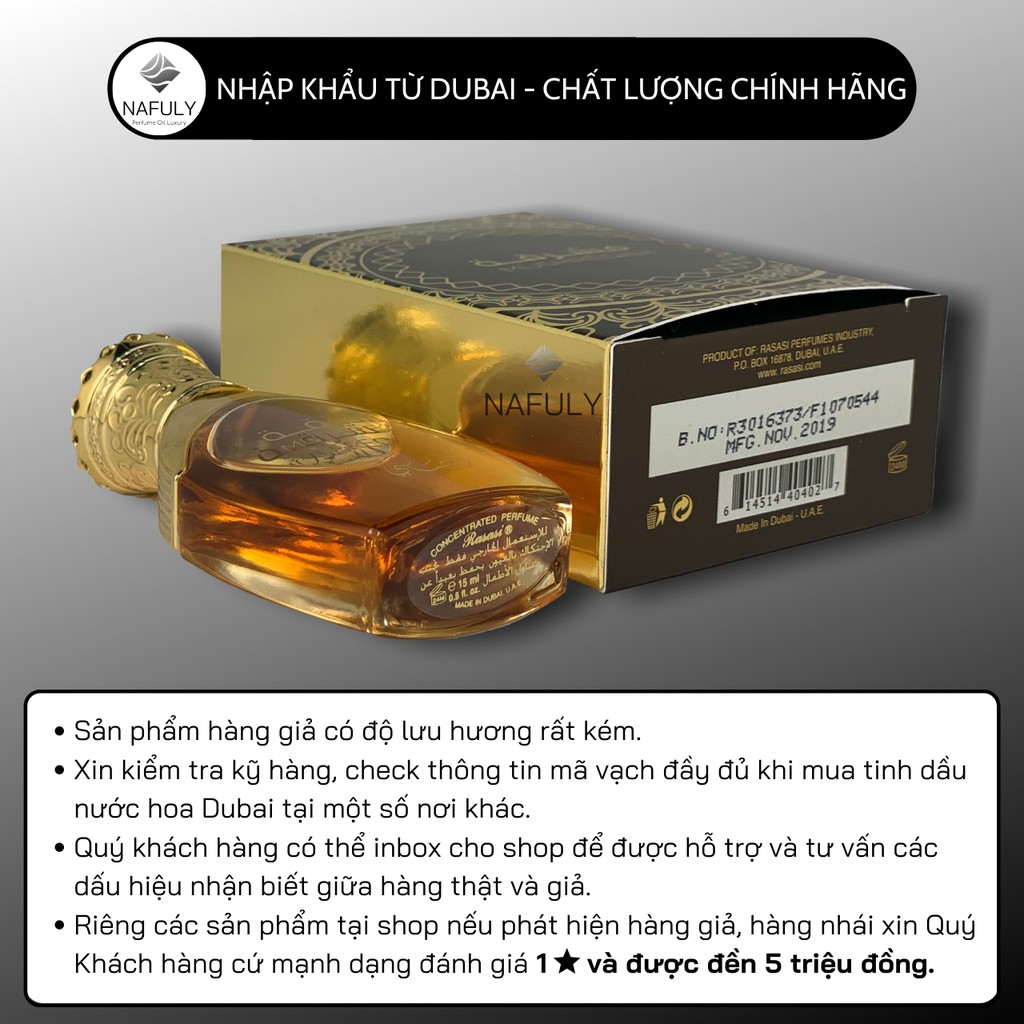 Tinh Dầu Nước Hoa Dubai Mushreqah Rasasi Nội Địa Chính Hãng Cao Cấp Cho Nam Nữ Unisex Mùi Hoa Nhài Bán Giá Sỉ TPHCM 15ml