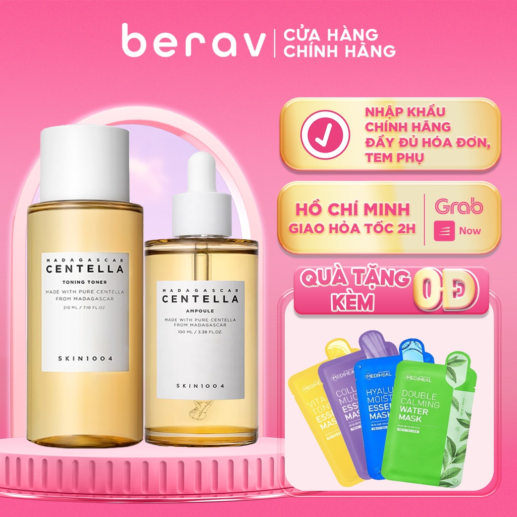 Bộ Toner + Serum Skin1004 Madagascar Centella Giảm Mụn Chiết Xuất Rau Má