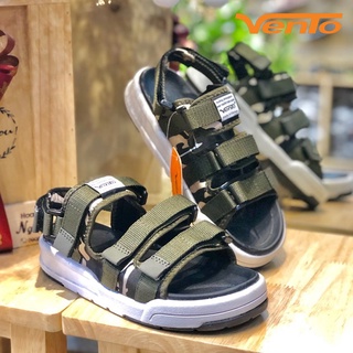 Sandal Vento nam nữ chính hãng SD-1001 màu xanh rằn ri lính Kaki Camo 3 quai dán, Dép quai hậu tháo rời đế bằng