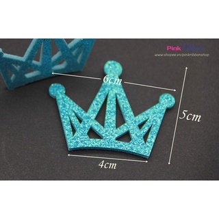 *[Set 2 cái] Vương miện nhũ 6cm - phụ kiện thời trang, gắn lên phụ kiện tóc, làm phụ kiện nơ bờm kẹp tóc, DIY