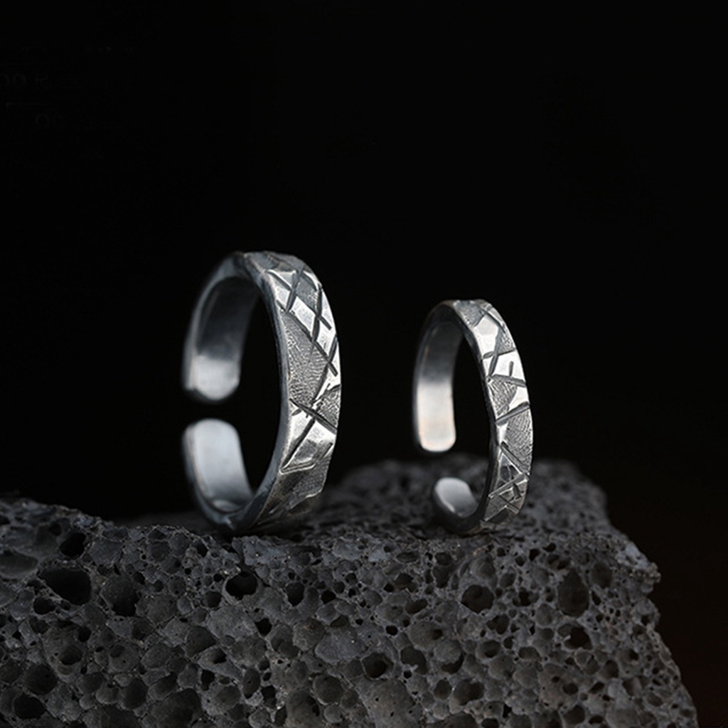Nhẫn đôi Nhẫn cặp Nam nữ Thiết kế ban đầu Mạ bạc Làm bằng tay Cổ điển Màu bạc Quà tặng Hoa văn Làm như cũ NH-226