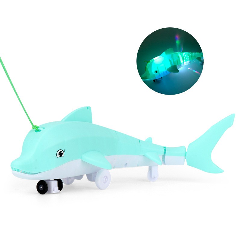 Electric Leash Dolphin Toy Light and Music Fun Children's Toy Blue