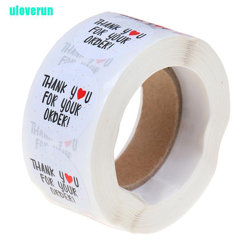 Cuộn 500 Miếng Dán Trang Trí Hình Tròn In Chữ thank you for your order