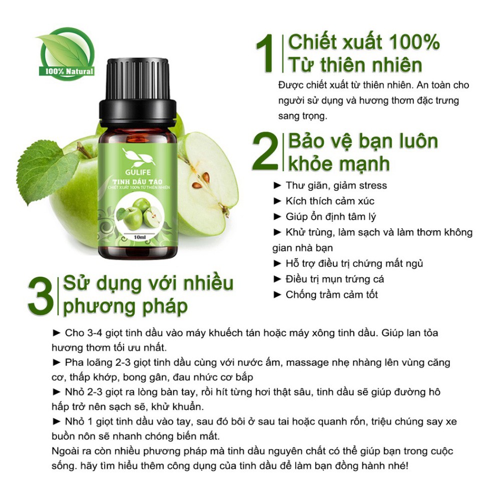 Tinh dầu Táo Thơm GULIFE Chiết Xuất Từ Thiên Nhiên - Giảm Căng Thằng, Thơm Phòng & Thư Giãn