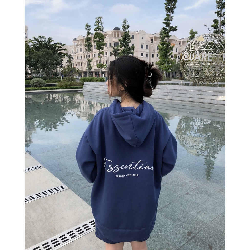 Áo Hoodie Nỉ Bông OCTAGON ESSENTIAL Màu Xanh Navy Form Rộng | BigBuy360 - bigbuy360.vn