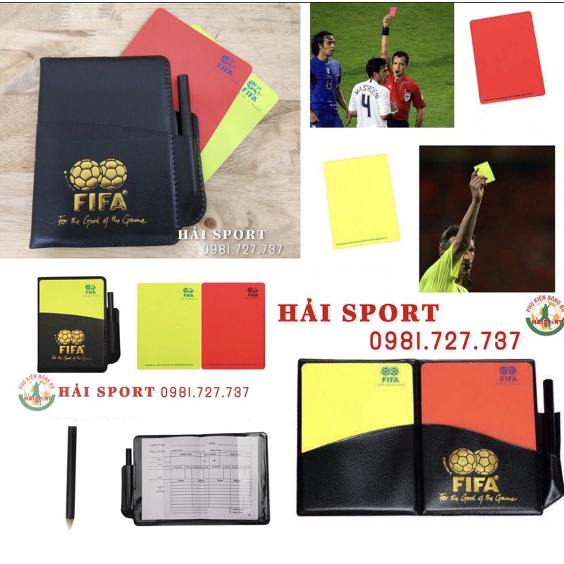 Thẻ trọng tài bóng đá FIFA kèm bút và sổ -Thẻ vàng thẻ đỏ cho trọng tài bóng đá ( Hàng đẹp )