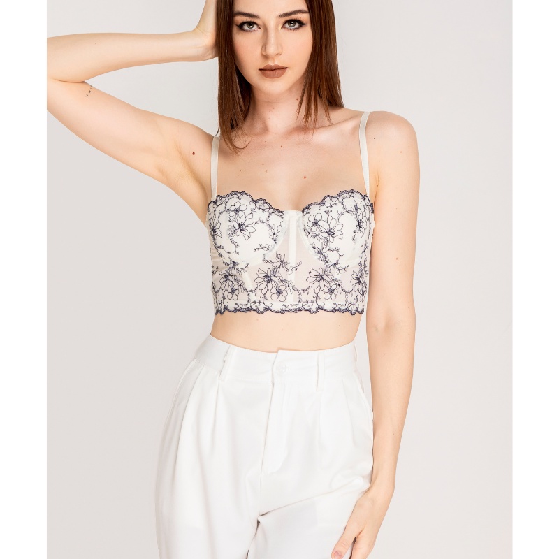 Áo corset croptop À LACE Sweetie gợi cảm có mút nâng ngực phối ren lưng đan dây LI0060