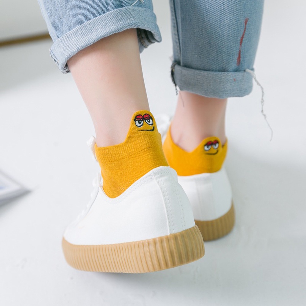 Vớ Cotton Cổ Thấp Co Giãn Thêu Họa Tiết Sesame Street Dễ Thương Cho Nam Và Nữ