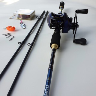 Bộ cần câu lure shimano 2 ngọn 1m8 - 2m1 - 2m4, máy ngang staco kèm phụ kiện
