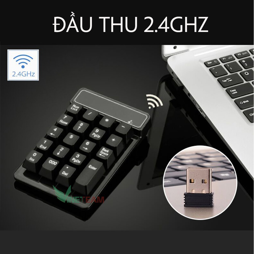 Bàn phím kế toán số không dây giả cơ 2.4GHz 19 phím -DC4204