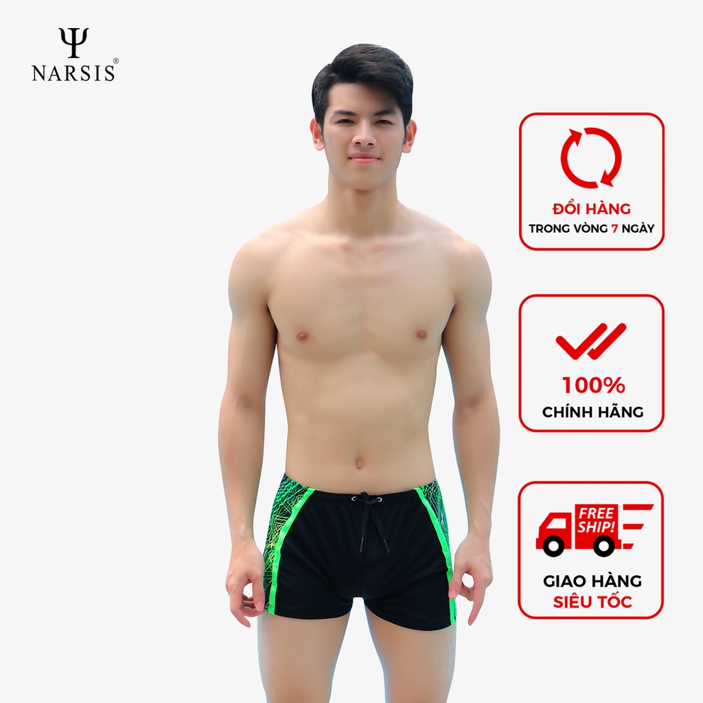 [Mã BMBAU50 giảm 7% đơn 99K] Quần bơi nam cao cấp Narsis Q9001 màu đen phối xanh