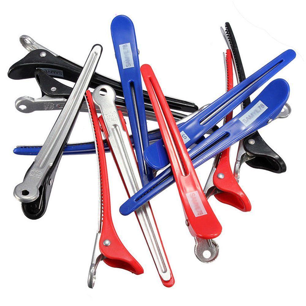 Set 12 Kẹp Tóc Bằng Nhựa Và Nhôm Tiện Dụng Cho Salon Làm Tóc