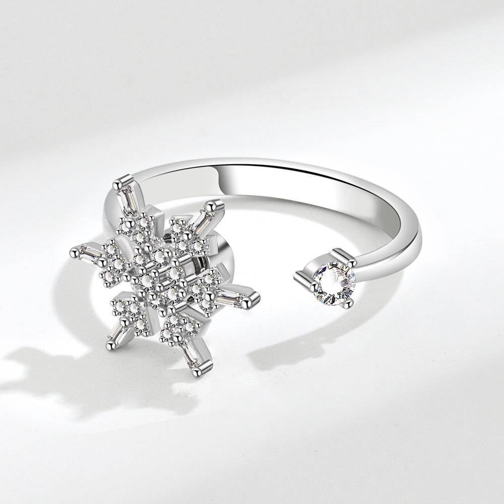 Nhẫn Mạ Bạc Hình Bông Tuyết Có Thể Điều Chỉnh Giảm Căng Thẳng