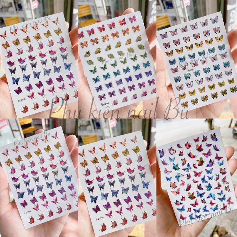 Sticker Bướm 3D, bướm dạ quang dán, ẩn gel