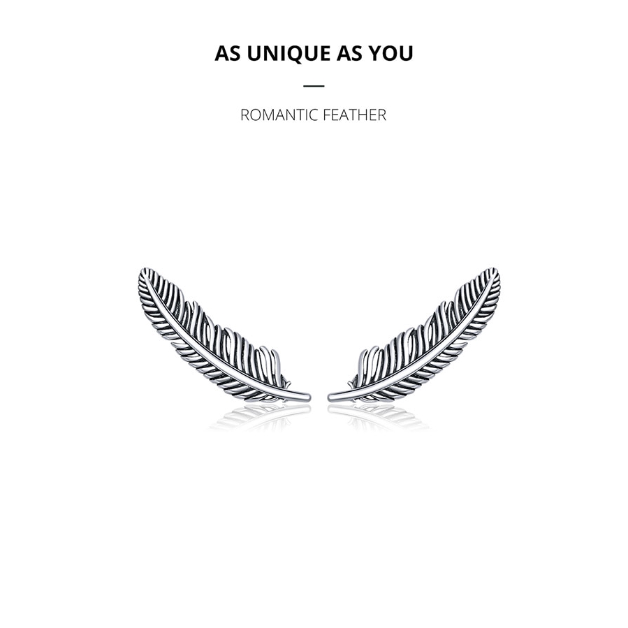 Đôi Bông Tai Bamoer SCE865 Kiểu Dáng Lông Vũ Phong Cách Cổ Điển Thời Trang