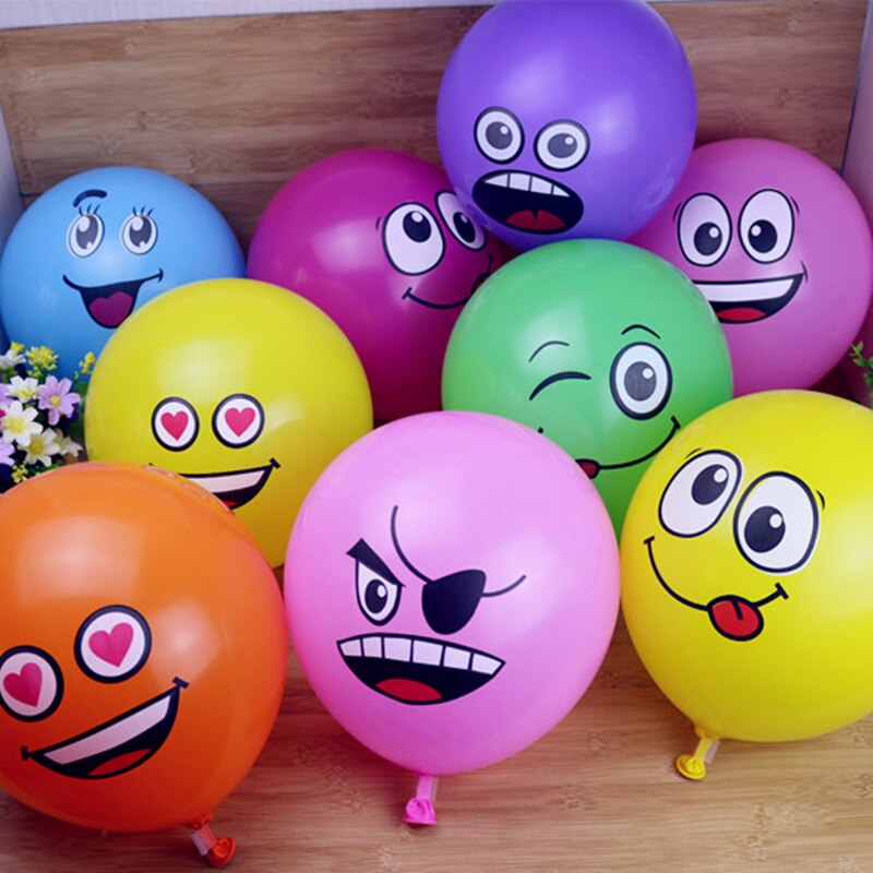 Set 10 bong bóng cao su hình mặt cười 12 inch dễ thương trang trí tiệc sinh nhật cho bé