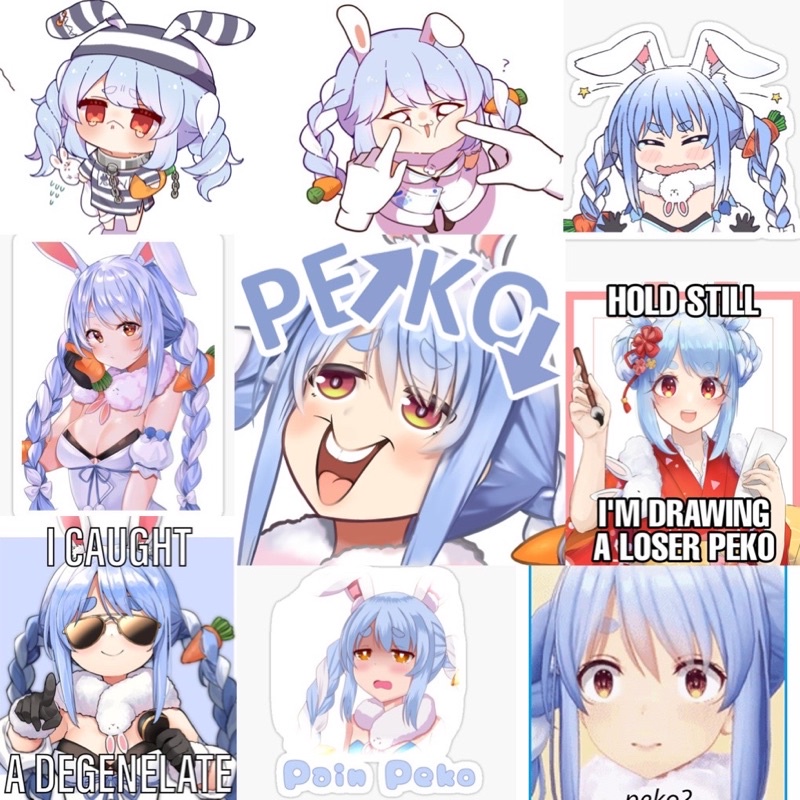 Ảnh dán Sticker Vtuber Usuda pekora 30-60 cái ép lụa khác nhau /Hình dán decal Hololive Usada pekora