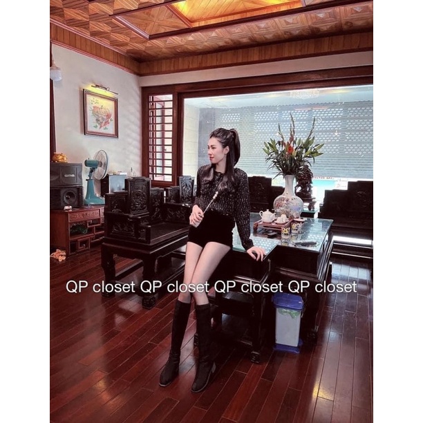 Quần sooc nhung cạp cao kim anh bùi