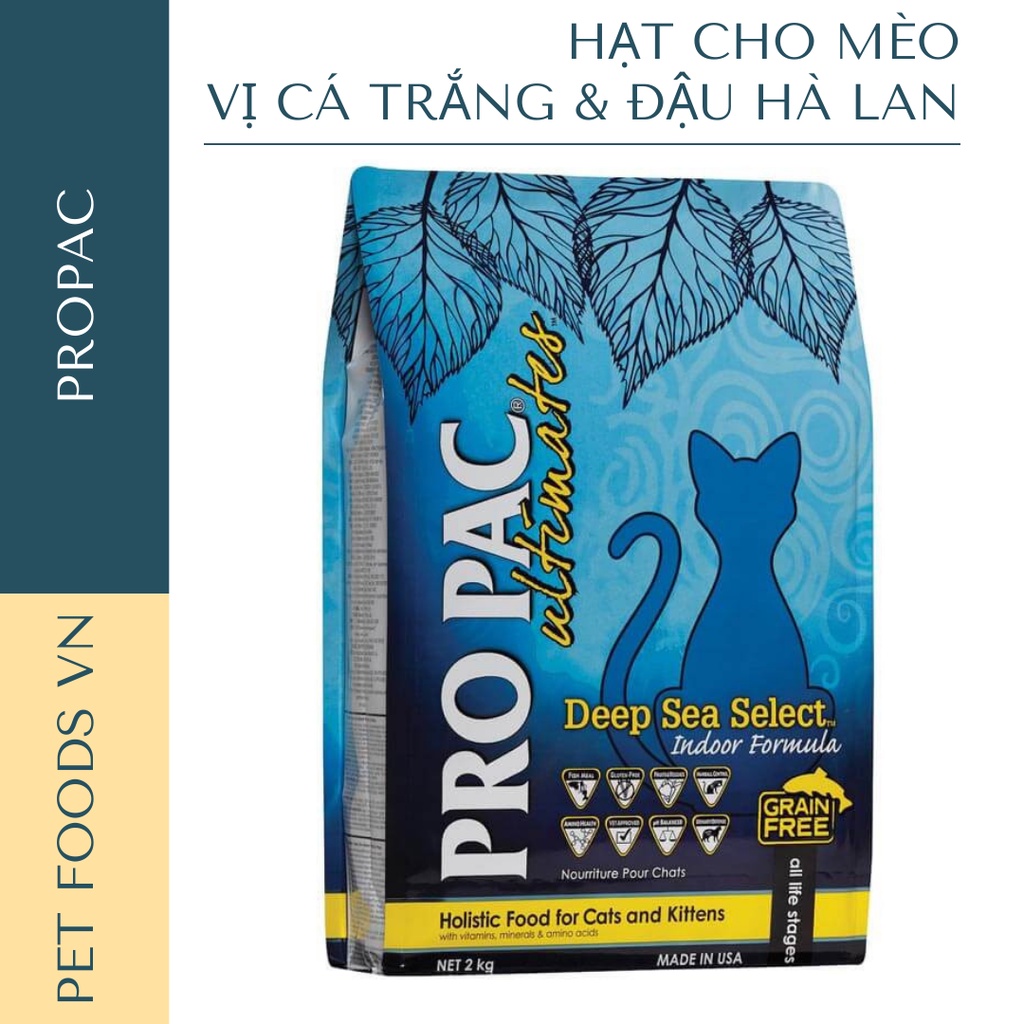 [Mã PET50K giảm Giảm 10% - Tối đa 50K đơn từ 250K] Hạt cho mèo PROPAC Deep Sea Select 2kg vị Cá Trắng &amp; Đậu Hà Lan