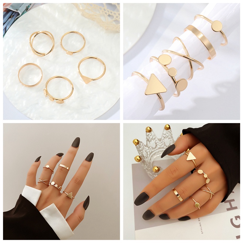 Set Nhẫn Đeo Khớp Ngón Tay Kim Loại Thời Trang Cho Nữ