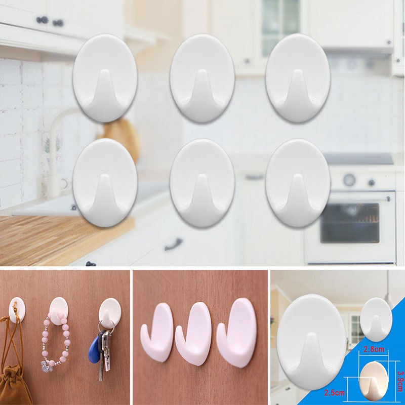 Set 5 Móc Treo Đồ Dán Tường & Cửa Màu Trắng