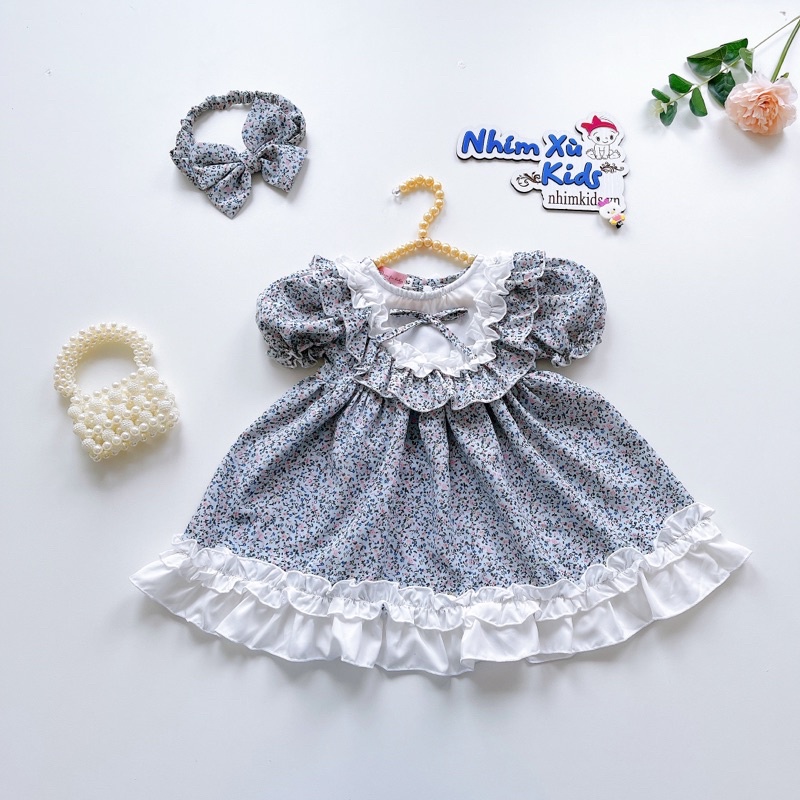 Váy Lụa Hoa Nhí Tay Ngắn Cho Bé Gái 4 Đến 28kg, Đầm Bé Gái Chất Lụa Mềm Mát [V026.]