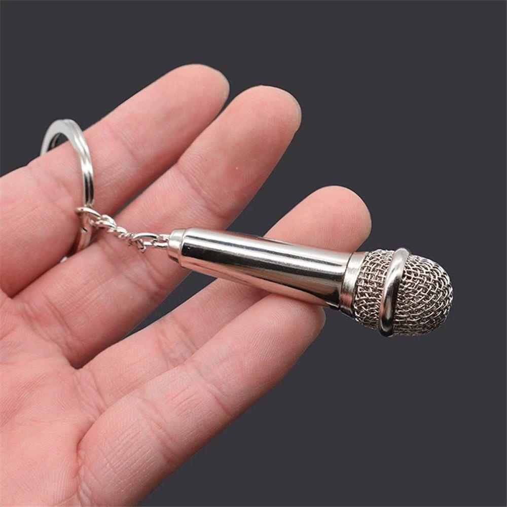 PATRICIA Móc Khóa Gắn Microphone Màu Bạc Thiết Kế Dễ Thương Dùng Làm Quà Tặng