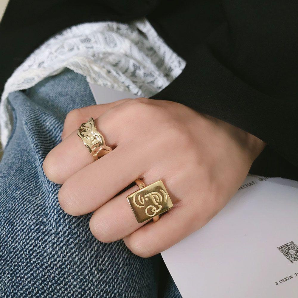 Nhẫn Hình Mặt Cười May Mắn Có Thể Điều Chỉnh Kích Cỡ Thời Trang Dành Cho Nữ