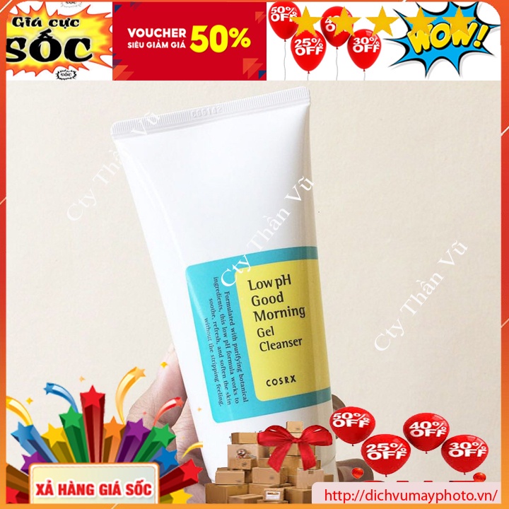 Sữa Rửa Mặt Cosrx Low pH Good Morning Gel Cleanser 150ml Không Gây Kích Ứng Da, Dịu Nhẹ, Kiềm Dầu Tốt
