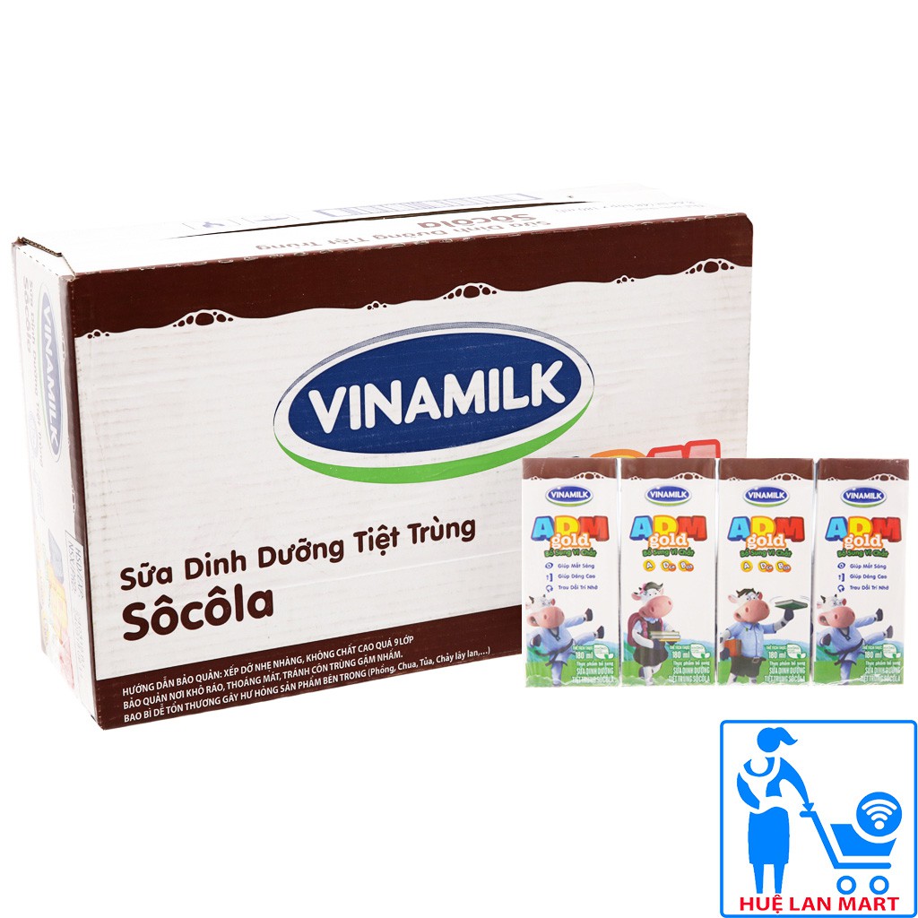 [CHÍNH HÃNG] Sữa Dinh Dưỡng Tiệt Trùng Vinamilk ADM Gold Hương Socola Thùng 48 Hộp x 180ml