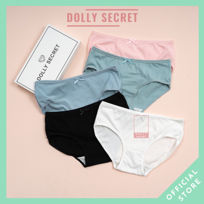 Quần lót nữ cotton trơn cao cấp kháng khuẩn đính nơ màu pastel học sinh dễ thương DOLLY-SECRET QL008 | WebRaoVat - webraovat.net.vn