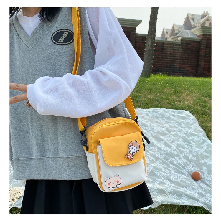 Túi Đeo Vai Bằng Vải Canvas Thiết Kế Nhỏ Gọn Dễ Phối Đồ