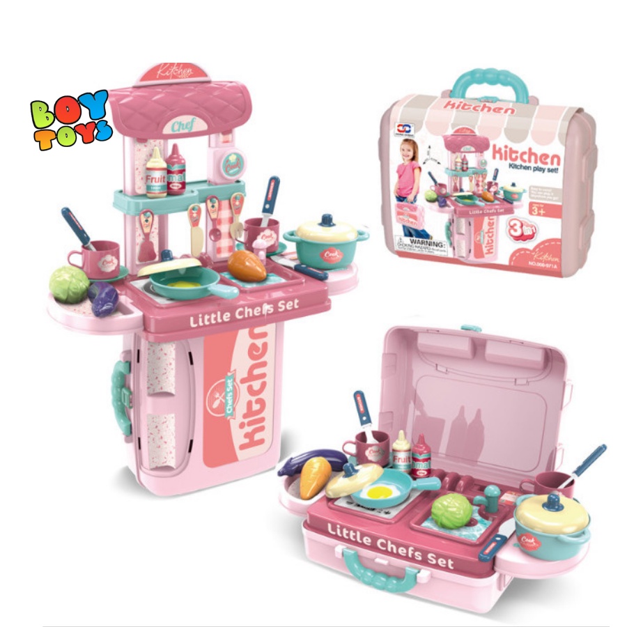 Đồ chơi nấu ăn nhà bếp vali kéo Little Kitchen 2 trong 1 cho bé thỏa sức vui chơi