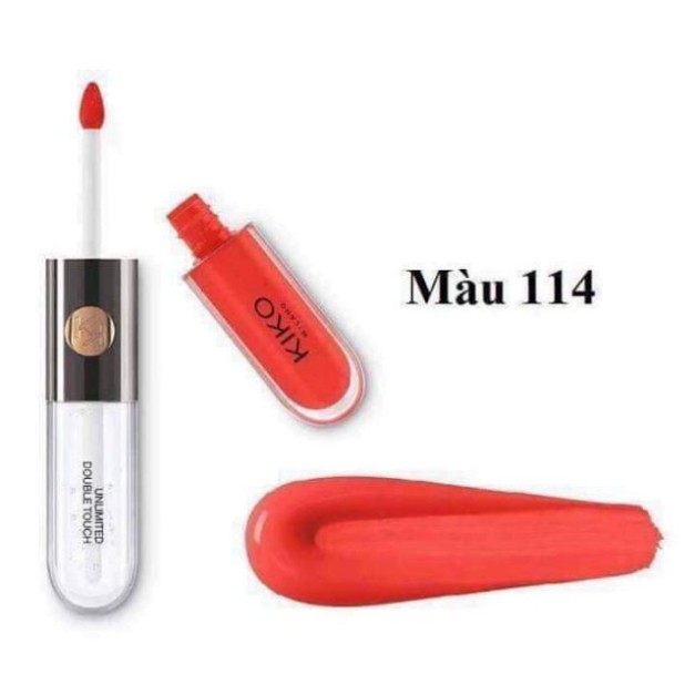 [Bố bỉm sữa 9x] Son Kiko 114 Orange Red - đỏ cam quyến rũ- Son 2 đầu