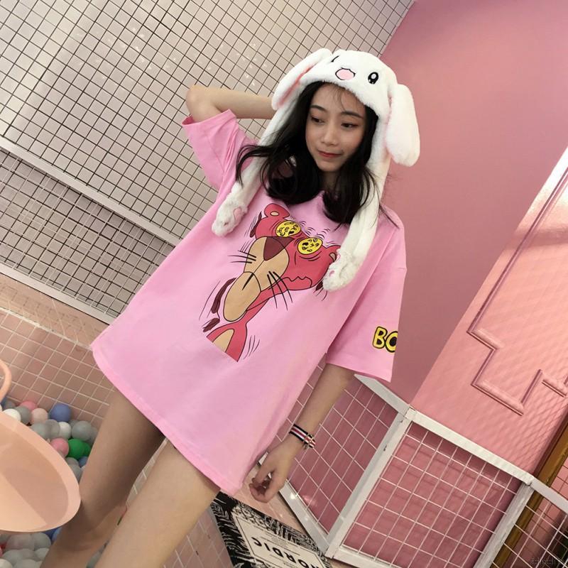 Áo thun cổ tròn hoạ tiết hoạt hình thiết kế đơn giản hợp thời trang
