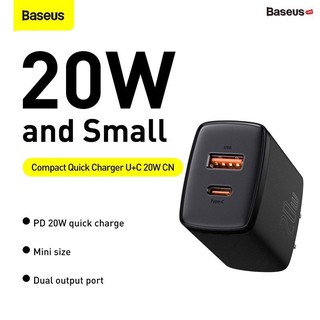 - cốc sạc nhanh siêu nhỏ gọn baseus compact quick charger 20w usb + type c