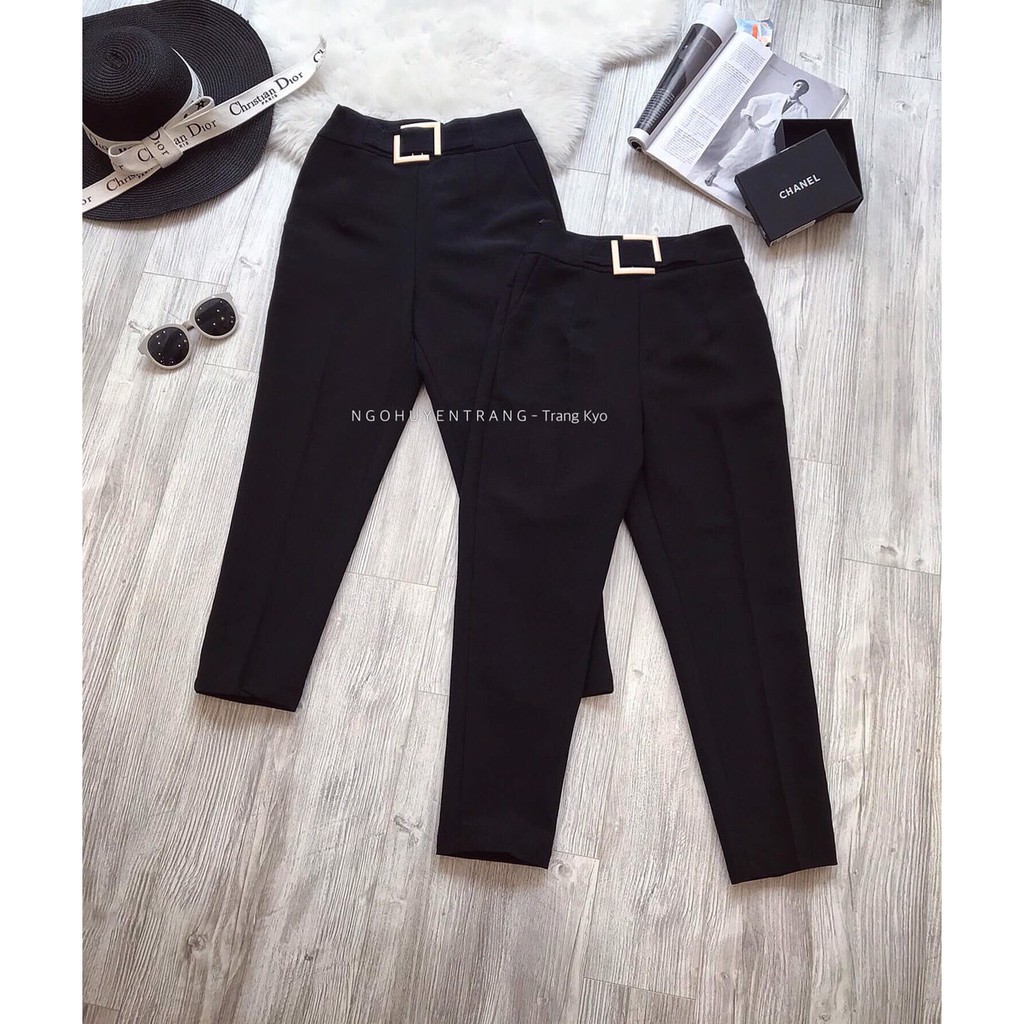 QUẦN BAGGY ĐAI VUÔNG CHẤT TUYẾT MƯA ĐỨNG FROM KHÔNG XÙ LÔNG 2 MÀU ĐEN KEM THỜI TRANG BANAMO QUẦN BAGGY ĐAI VUÔNG 834