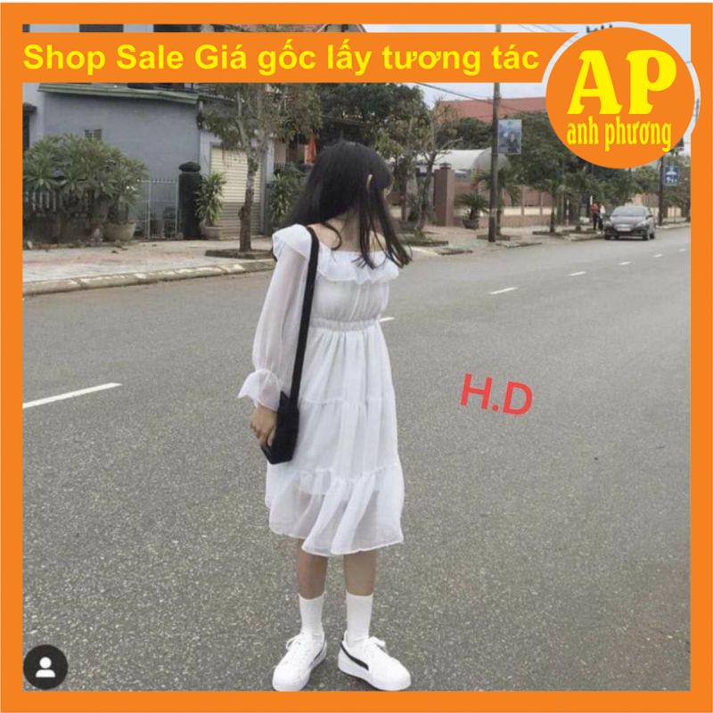 Váy Đầm Tiểu Thư Trắng Trễ Vai Hoặc Cổ Vuông Vintage Xòe 2 Lớp có lót | BigBuy360 - bigbuy360.vn