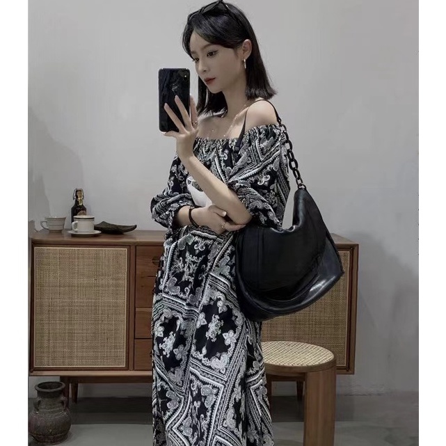 Đầm Hoa Trễ Vai Dáng Rộng Thời Trang Mùa Hè Hàn Quốc Dành Cho Nữ
