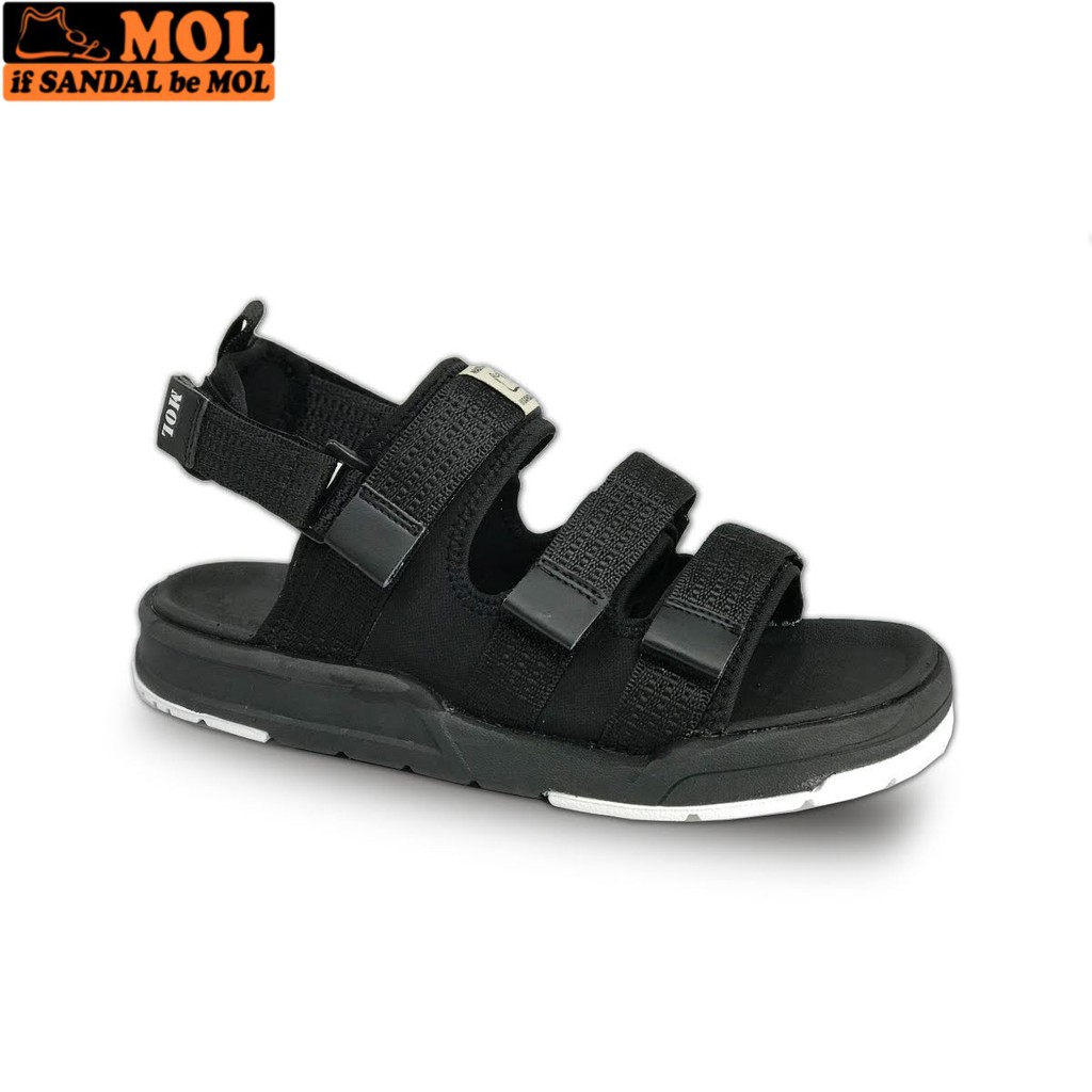 Giày sandal unisex nam nữ 3 quai ngang vải dù có quai hậu tháo rời hiệu MOL mang đi học du lịch MS1802R