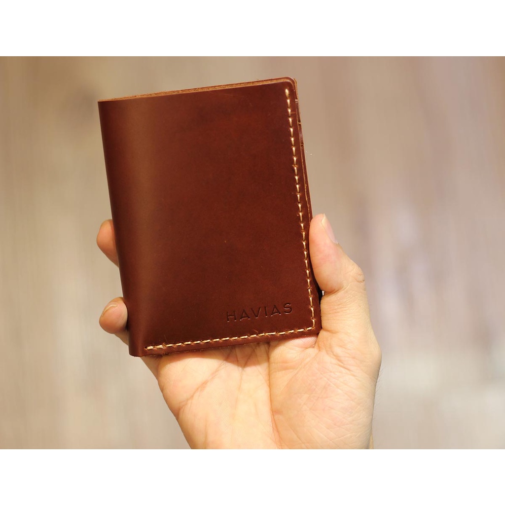 Ví Da đứng Venumi Handcrafted Wallet HAVIAS - Đỏ Nâu