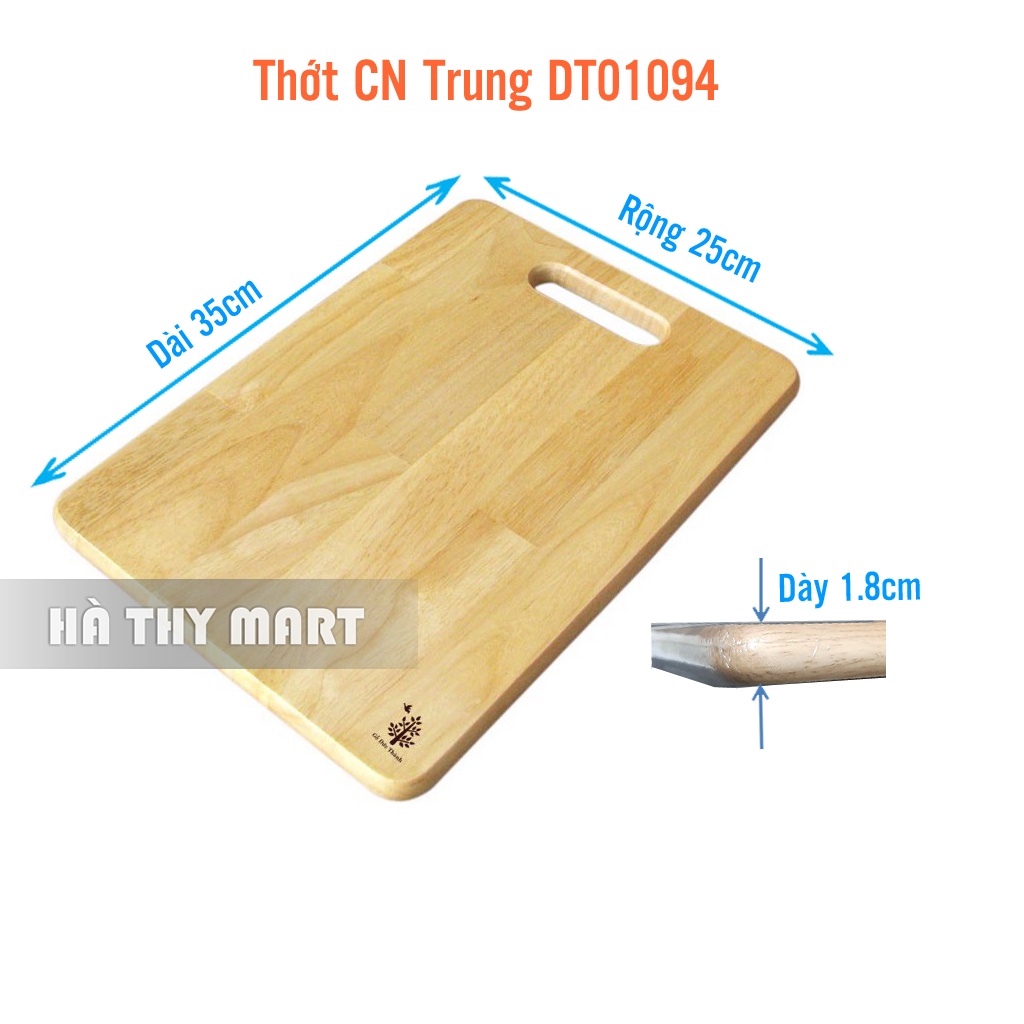 Thớt gỗ cao su tự nhiên chữ nhật Đức Thành DT01094 35*25cm