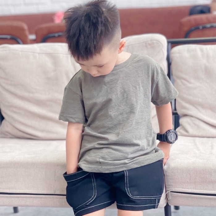 Áo thun bé trai bé gái Batala Kids, Áo phông trẻ em Trơn cotton xược hai chiều thoáng mát mùa hè cho bé từ 10-25kg ANM68