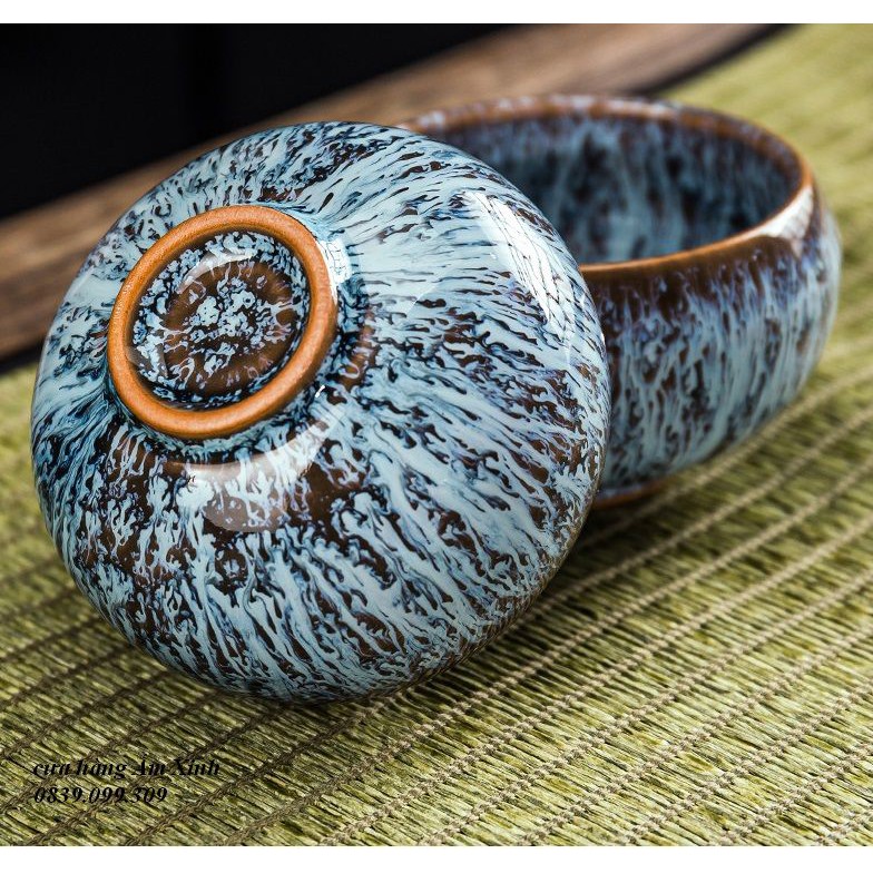 Chén thưởng trà men Thiên Mục dáng bầu 85ml