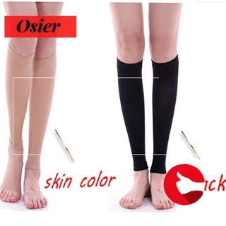 OSIER 1 Pair Prevent Varicose Veins Socks Fashion Stretch Compression Sleeve Beauty Health Shaping Slim Fitness Calf Leg nude/black 08MK